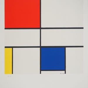 Piet MONDRIAN: Composition C no III in red, blue and yellow, Signed lithograph