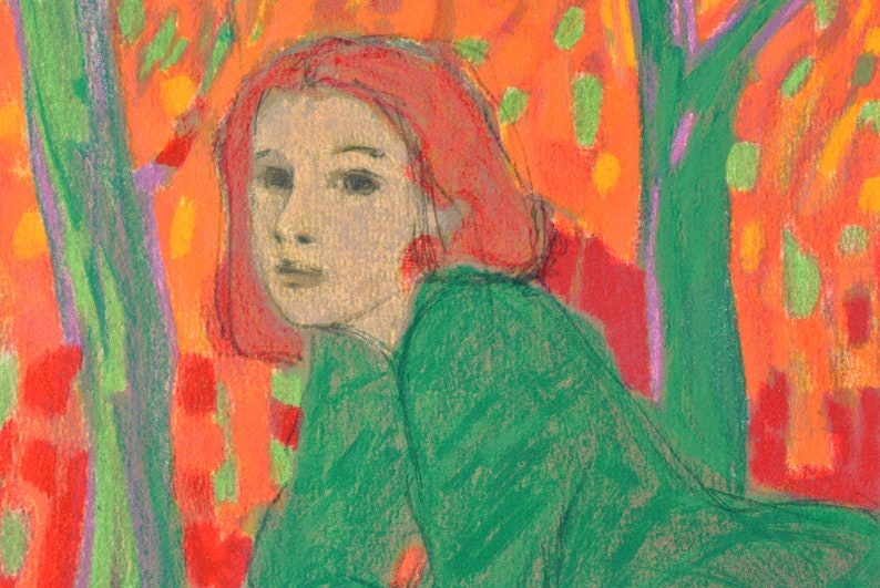 STENNE Robert Redheaded woman in a green dress, Original signed LITHOGRAPH, 250 copies image 3