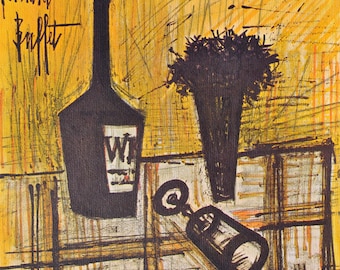 BUFFET Bernard : Whisky still life - Original signed LITHOGRAPH  - Edited by MOURLOT in 1968 + certificate