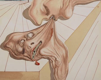 Salvador DALI: Hell 30, Men Who Devour Each Other, Original Engraving, DIVINE COMEDY