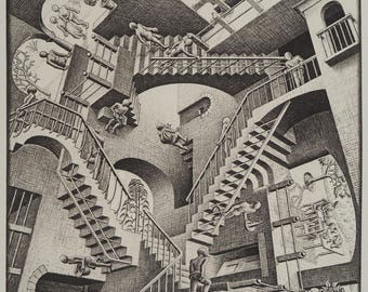 M.C. ESCHER - The Impossible Staircase - Woodcut Facsimile - Limited Edition /450