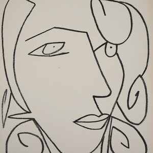 Françoise GILOT : Portrait of dreaming woman, Original LITHOGRAPH, 1951