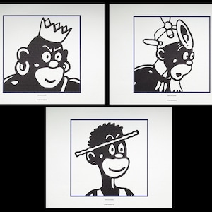 HERGÉ : TINTIN in Congo, Set of 3 characters - 3 lithographs ex libris, 2011