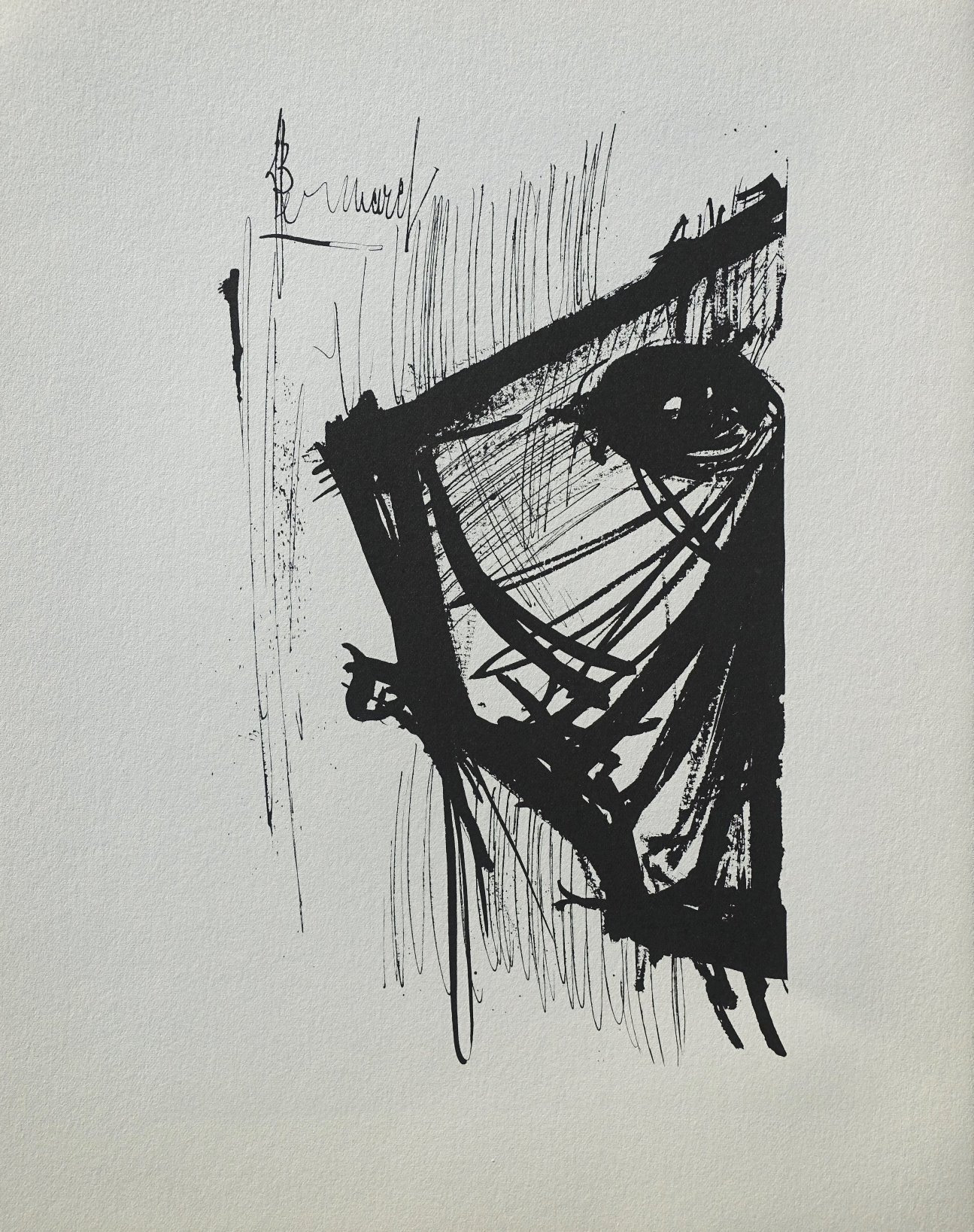 Bernard BUFFET : The fish , Original signed ETCHING from an India ink drawing , Referenced, 1961, 197 copies