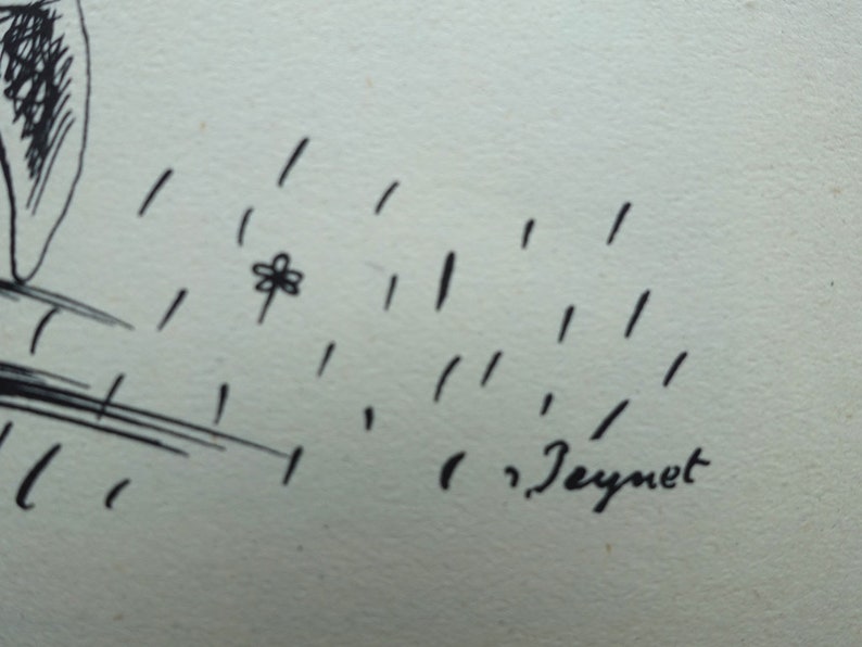 Humorous signed ETCHING The flying dummy 1943 PEYNET Raymond