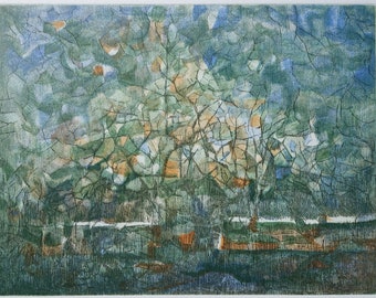 Enzo BRUNORI : The TRee, Original signed and dated LITHOGRAPH, 1992, 100 copies