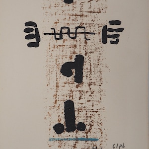 Thomas GLEB: Art brut, Totem, Litografia originale firmata, 1960