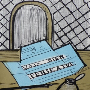 BUFFET Bernard : The Telegram, Original LITHOGRAPH, Referenced, MOURLOT, 1978
