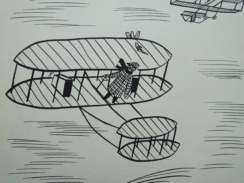 Humorous signed ETCHING The flying dummy 1943 PEYNET Raymond