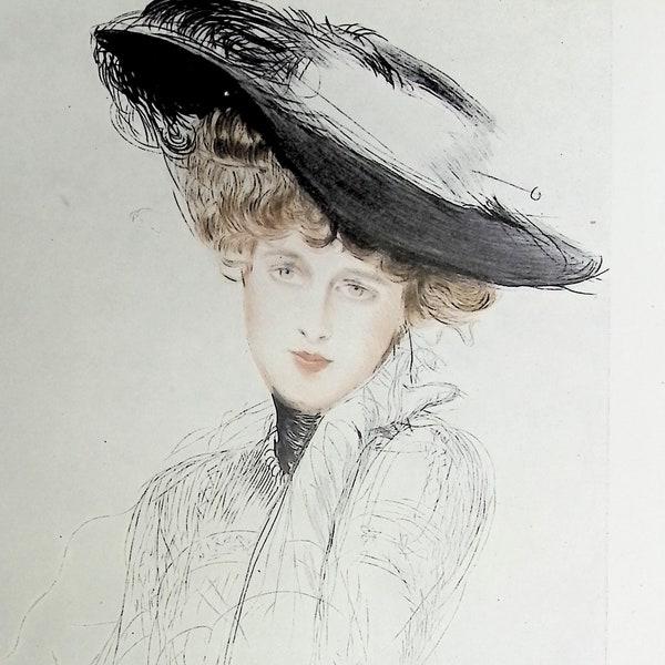 Paul César HELLEU : Miss Chancey, Héliogravure signée, 1913