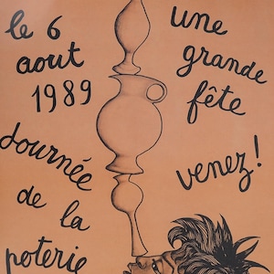 Jean MARAIS poster originale firmato 1989 ceramica Vallauris arte vintage