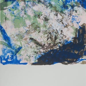 ZAO WOU-KI – Litografía original Composición azul 1975 – Cartel avant la lettre – 93x50 cm – Atelier Bellini
