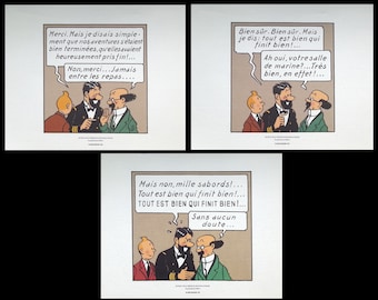 HERGÉ : TINTIN, Red Rackham's Treasure, 3 lithographs ex libris #2011