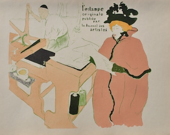 Henri de TOULOUSE-LAUTREC : The original etching of the artist's newspaper, Signed LITHOGRAPH, 1927 + certificate