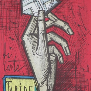 Bernard BUFFET : Fantomas - La carte - LITHOGRAPHIE originale référencée #MOURLOT #1968