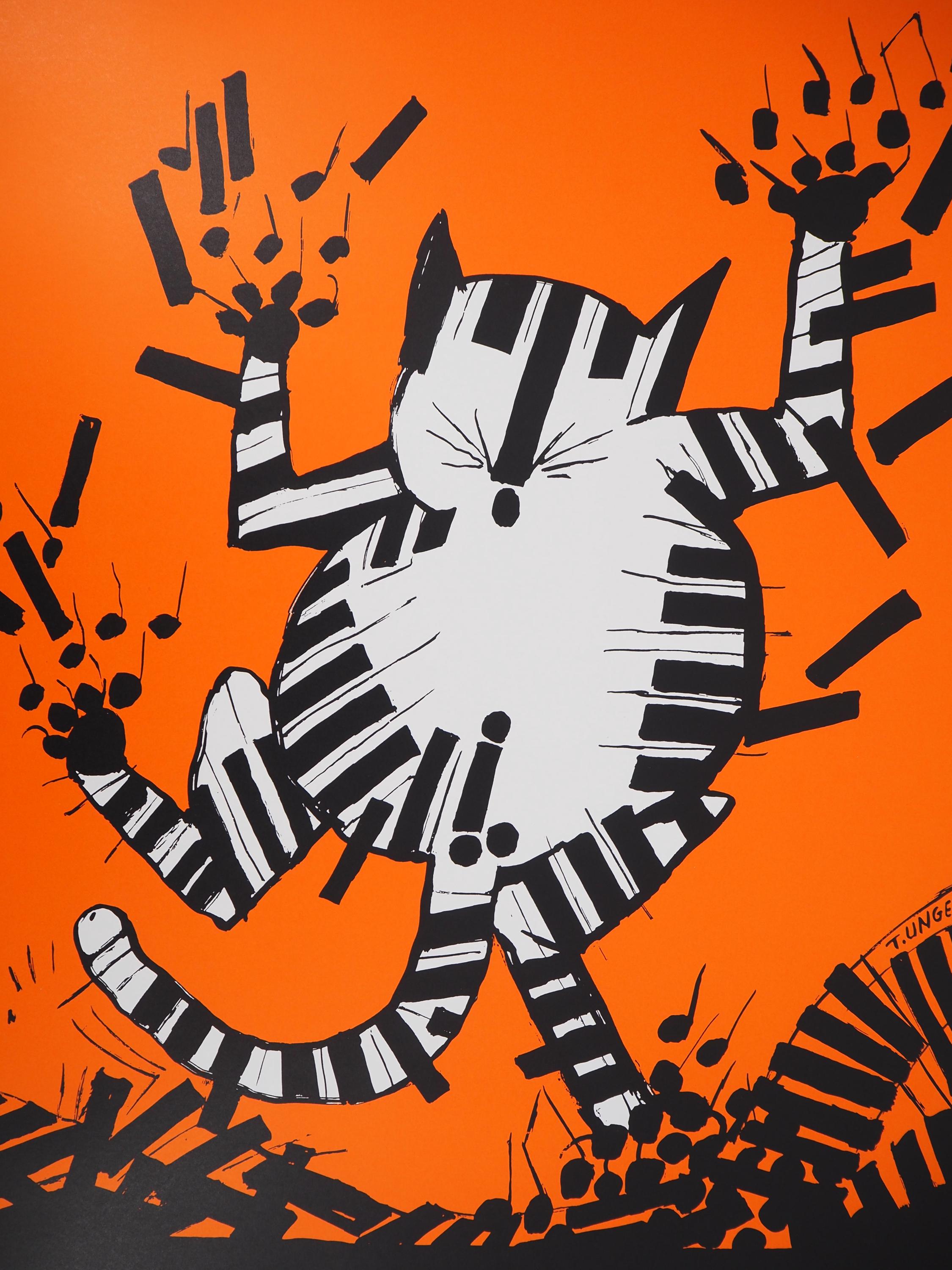 Original Silkscreen Tomi Ungerer – Jazz Cat Montreux Festival 1993