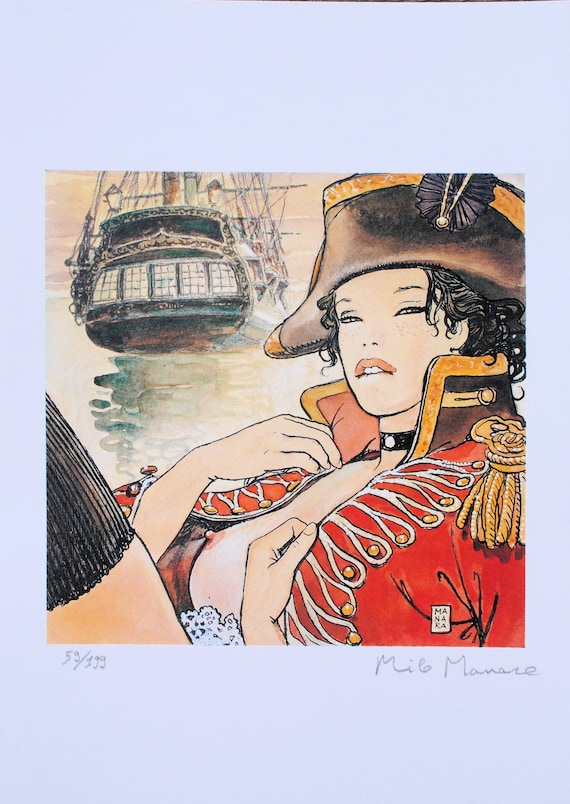 Milo MANARA : Molly Malone Seductive el Gaucho Erotic Signed Print, 2004,  199 Copies, Hugo Pratt -  Israel