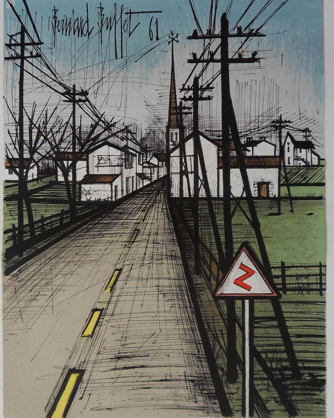 Bernard Buffet、リトグラフ　The road, 1962 Bernard Buffet | The Road (1962) | MutualArt
