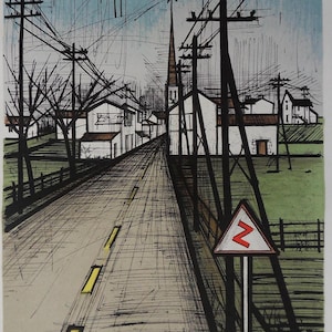 Bernard BUFFET: La strada, LITOGRAFIA originale firmata, 1962