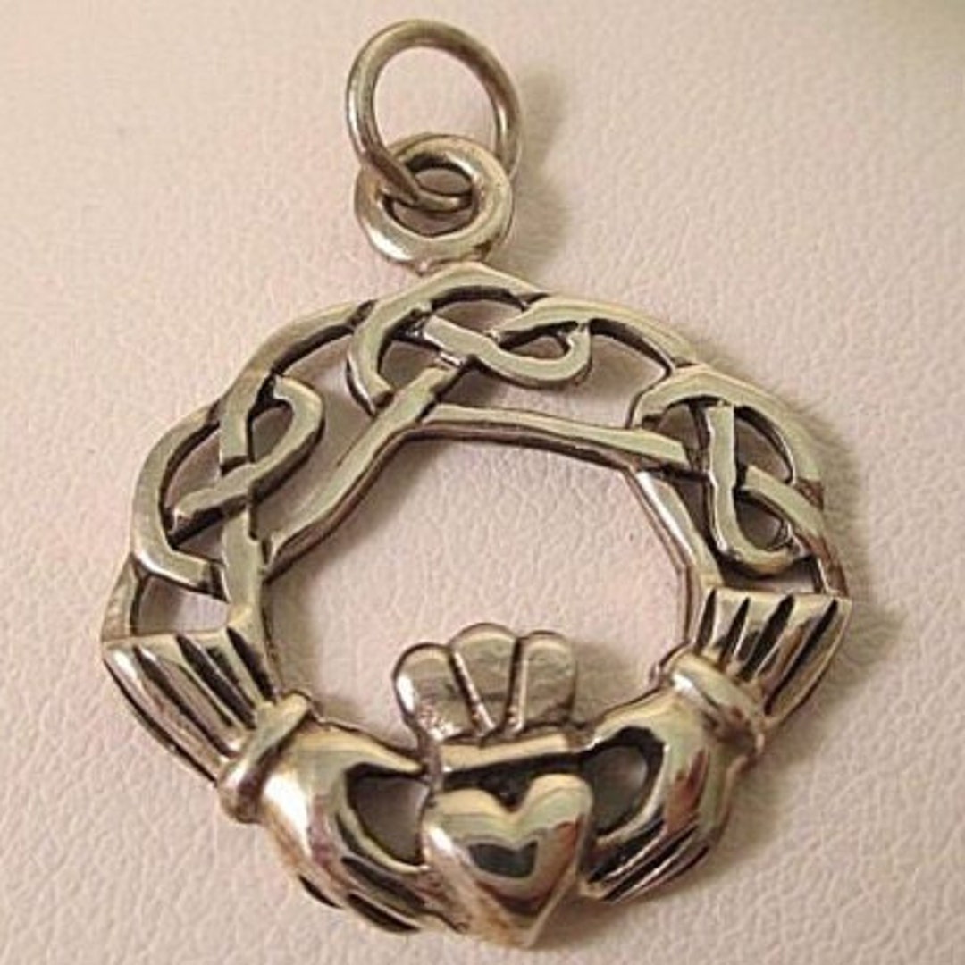 925 Sterling Silver Irish Claddagh Love Knot Pendant - Hm QG #6027 - Etsy