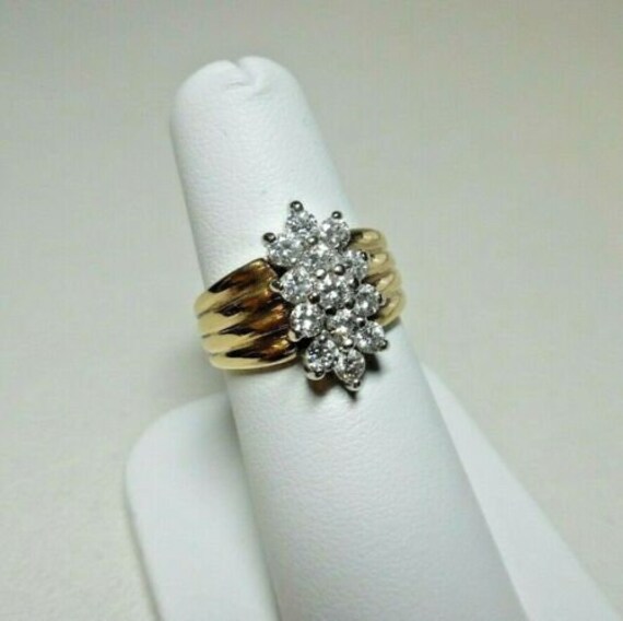 14K Yellow Gold Diamond 1.25 CTW Ladies Ring - Si… - image 2