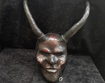Lucifer Maske, Dämonenmaske, tragbare Maske, Halloween Maske, Maske mit langen Hörnern