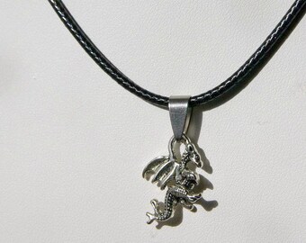 Tiny Dragon Necklace a Fantasy Protection Celtic pendant, Wiccan Pagan Charms gift friendship, Mystical Animal Totem talisman jewelry