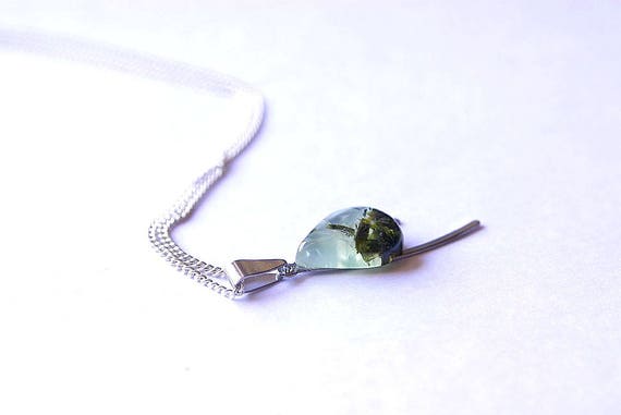 Natural Prehnite Jewelry, Gemstone Necklace, Pendant Cabochon, Healing Crystals, Prehnite Gift for Her, birthstone