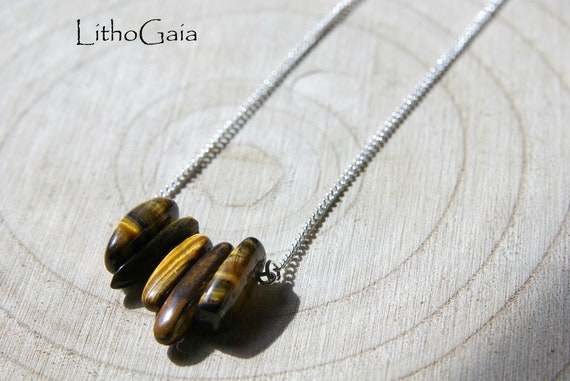 Tiger Eye Bar necklace, 925 Sterling Silver, Tiger Eye Necklace, Gemstone Bar, birthstone Tiger Eye jewelry, Minimalist, Gift for Her Zodiac