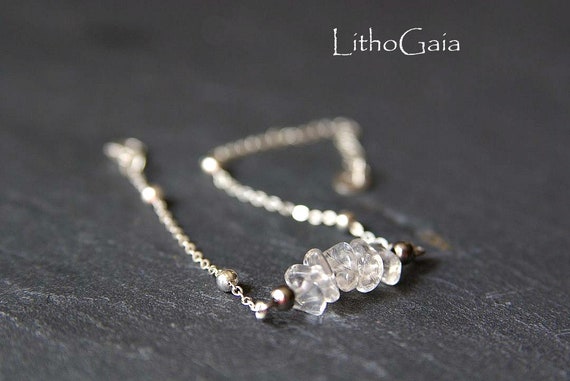 Crystal Quartz ∞ Healer Master, All purposes Crystal, Aligns Chakras ∞ Bar Bracelet, Anklet 925 Silver, Crystal Jewelry, Gift for Her