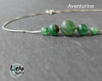 Green Aventurine Grade A Necklace 925 Sterling Silver, dainty Gemstone Necklace bridesmaid gift, healing crystals wedding jewelry