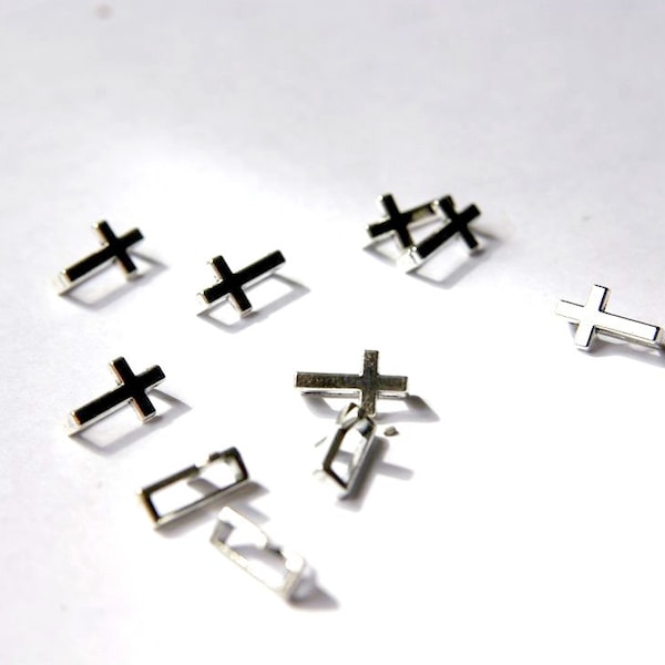 10/50 Pcs Slide Charms Cross diy jewelry making, Tibetan Style Alloy in Cadmium Free & Lead Free, Size 15.5x4x5mm, hole inner 11x2mm
