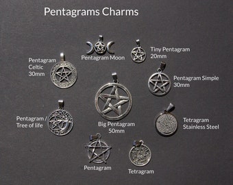 Pentacle charms Necklace Personalized, Pentagram charm Evil eye Talisman protection jewelry gift for men, Spiritual Sacred Geometry