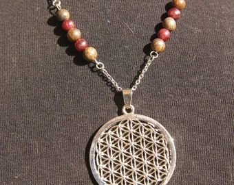 Flower of Life gemstone Grade A Necklace Inspirational Gift, Sacred Geometry Amulet Pendants, Talisman Spiritual alchemic Jewelry