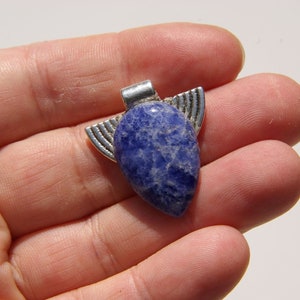 Sodalite cabochon gemstone, boho jewelry healing crystals necklace unique gifts for wirters, bohemian choker