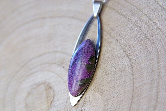 Natural Purpurite Jewelry, Gemstone Necklace, Pendant Cabochon, Purpurite Gift for Her, birthstone