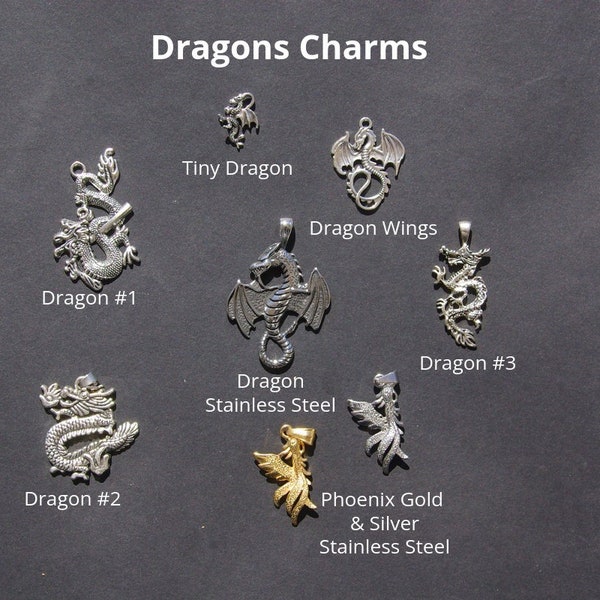 Chinese Dragon Necklace Fantasy Protection pendant, phoenix Wiccan Pagan Charms gift friendship, Mystical Animal Totem talisman jewelry