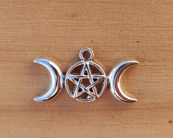 LOT DIY 3/5/10Pcs Tiny Pentagram Moon Charms protection gift, Pentacle Sacred Geometry Jewelry Supply For DIY Necklace Making, Crafting Sets