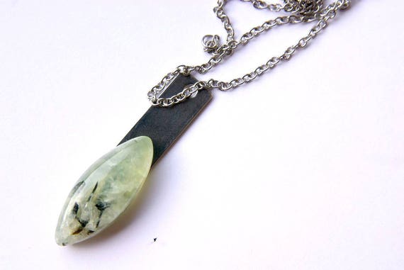 Prehnite Jewelry, Gemstone Necklace, Pendant Cabochon, Healing Crystals, Prehinte Gift for Her, birthstone