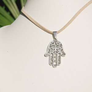 Hamsa Hand of Fatima Necklace is Evil Eye Protection, a good Luck Success Egyptian Amulet, Gift Friendship Handmade Charm Jewelry Women image 4