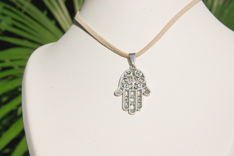 Hamsa Hand of Fatima Necklace is Evil Eye Protection, a good Luck Success Egyptian Amulet, Gift Friendship Handmade Charm Jewelry Women image 4