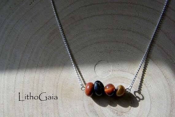 Collier En Pierres Naturelles Cornaline Et Agate - Longueur 46cm, Neuf Avec Pochette