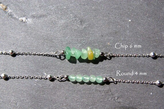 Aventurine ∞ Prosperity, Protection, Anti pollution, Virgo Birthstone, Heart Chakra ∞ Bar Bracelet, anklet, Silver 925, Gemstone, jewelry