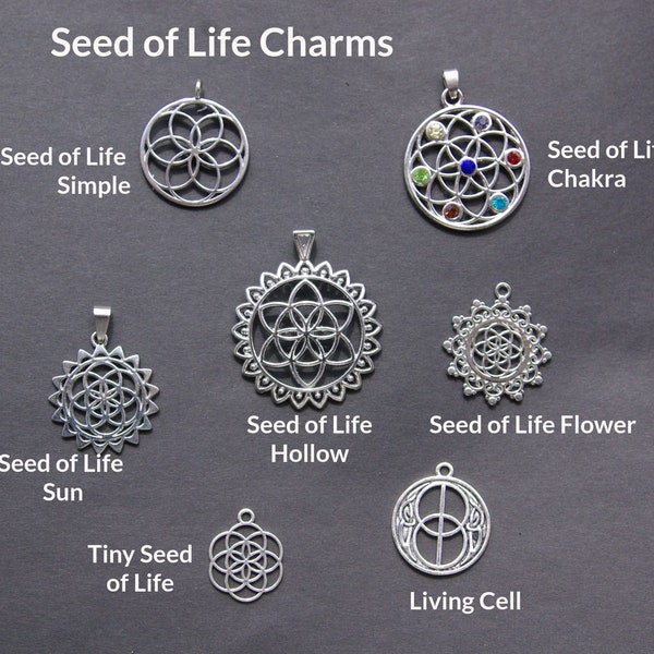 Seed of life Sacred Geometry Pendant, flower of life amulet spiritual charm necklace, talisman protection Jewelry gifts for men