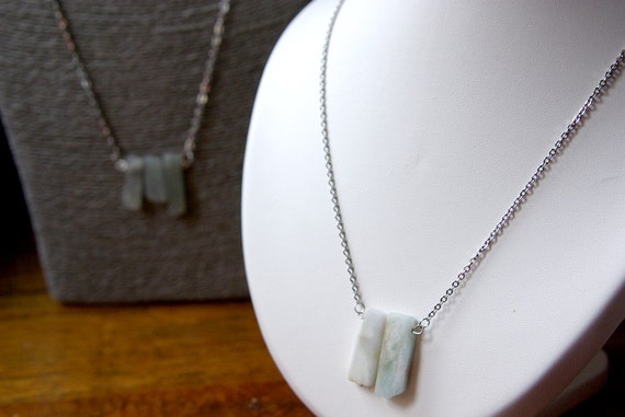 Aquamarine Bar necklace on 925 Silver Chain, birthstone, Aquamarine jewelry, Healing Stone, Protection Stone, Crystal healing, Minimalist