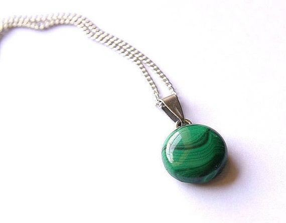 Natural Malachite Jewelry, Gemstone Necklace, Pendant Cabochon, Healing Crystals, Malachite Gift for Her