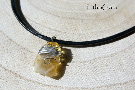 Wire wrapped citrine pendant
