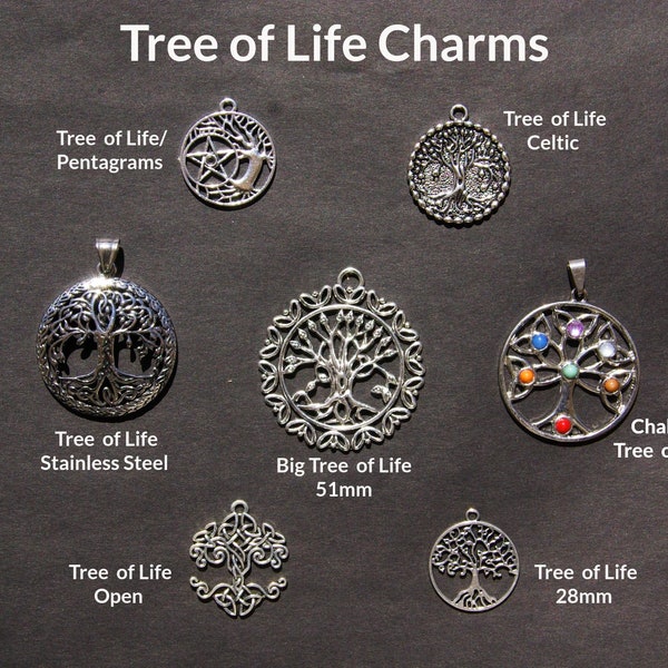 Pendentif Arbre de vie ou charmes chakra méditation, talisman géométrie sacrée, collier spirituels amulette, Bijoux paien cadeau pour lui