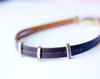 12" Brown Leather Choker necklaces for women, diy jewelry Leather Necklace, Personalized Gothic Choker gifts for men
