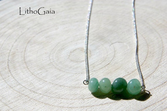 Aventurine Bar necklace on Silver 925 necklace, Aventurine Gemstone, birthstone necklace, Aventurine jewelry, Minimalist Aventurine Necklace